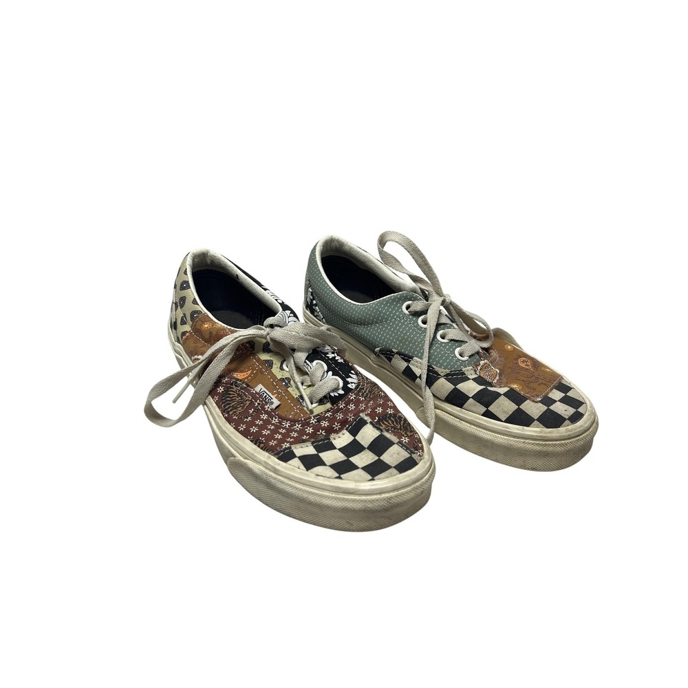 Vans Patchwork Shoes Mens 6 Women 7.5 Multicolor Canvas Low Top Skate Sneakers